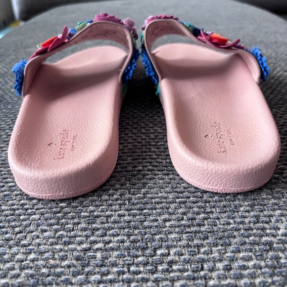 Kate Spade Skye Floral Leather Pool Slide Sandals Size 8.5 - Picture 9 of 10